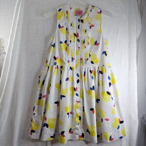 Kate Spade Lemon Zest Cotton Dress Size L Pockets Hidden Button Down Sleeveless